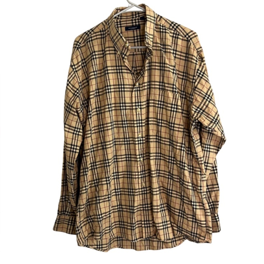 Burberry London Men’s Nova Check Plaid Button Up Shirt Size Large